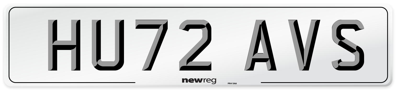 HU72 AVS Number Plate from New Reg